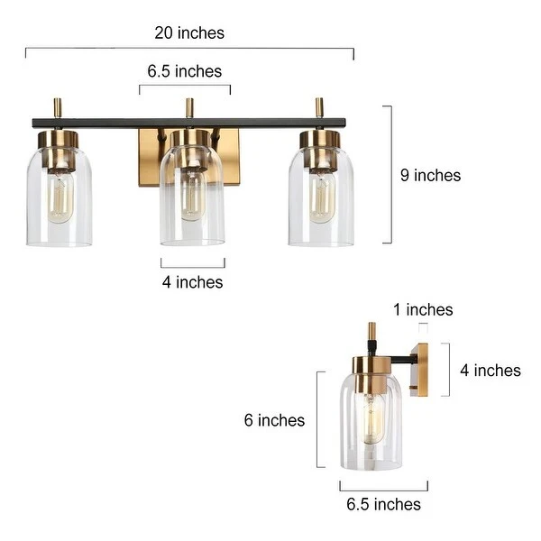 Modern Black Gold 2/3/4-Light Bathroom Vanity Lights Linear Wall Sconces for Powder Room