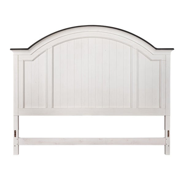 Allyson Park Wirebrushed White Charcoal King Arched Panel Headboard - - 36116008