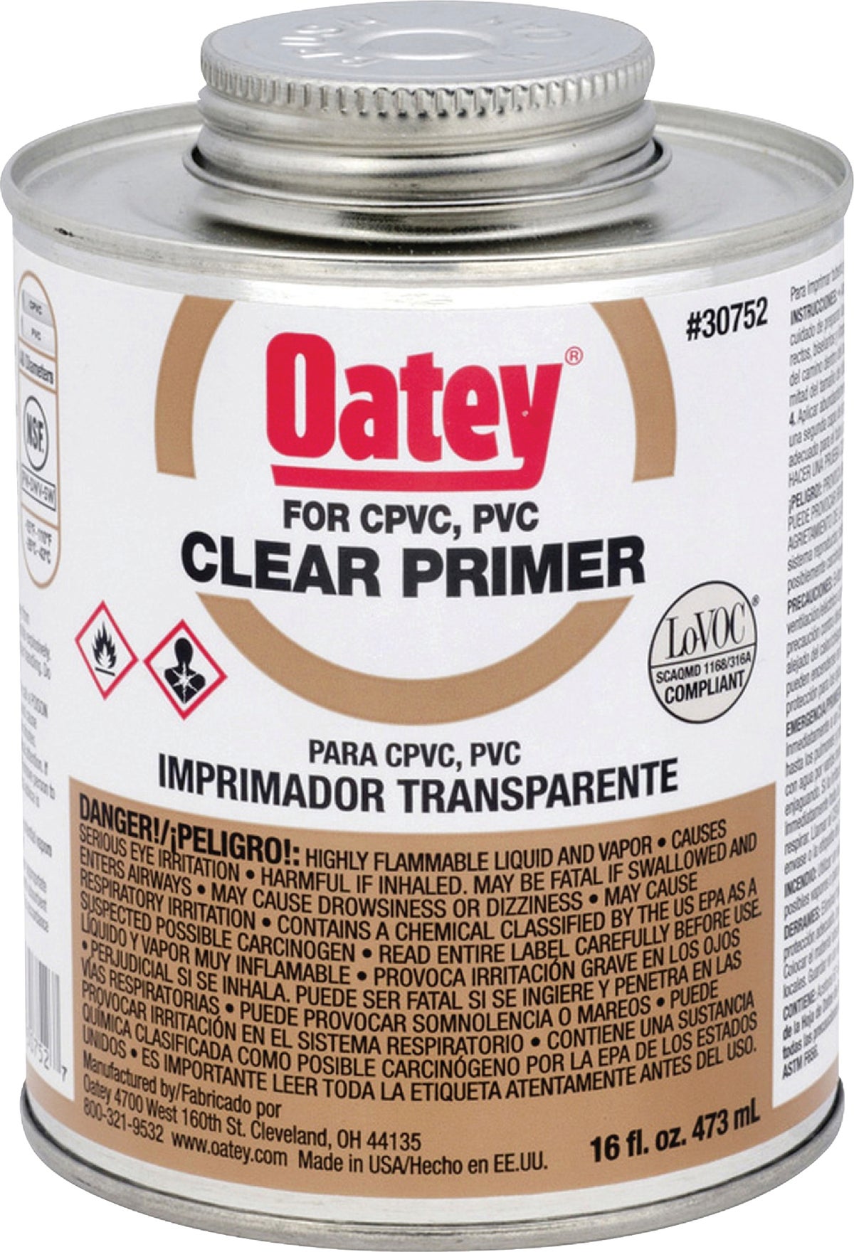 Oatey Clear Pipe and Fitting Primer for PVC CPVC 16 Oz. Clear