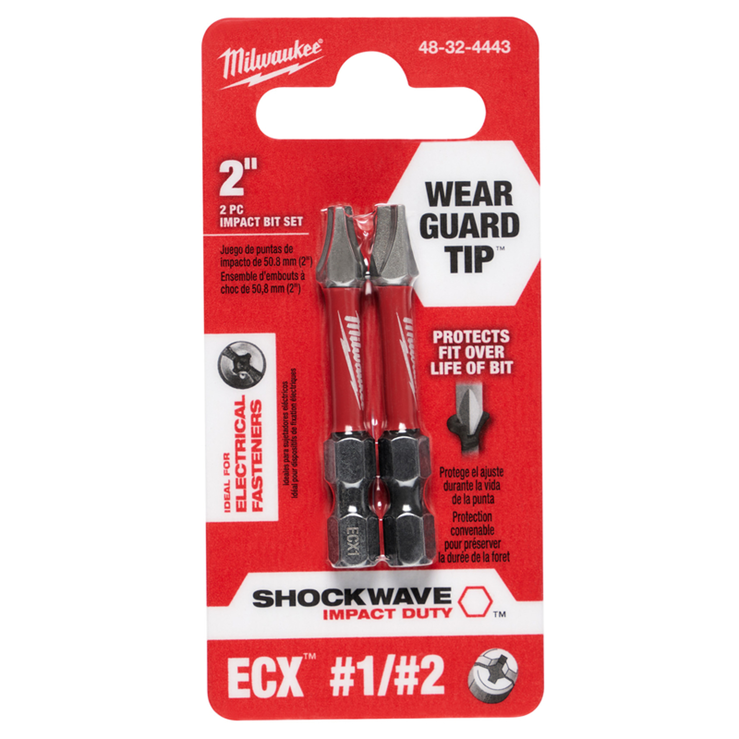 MW Shockwave ECX 1 and 2 X 2 in. L Impact Power Bit Set Steel 2 pc