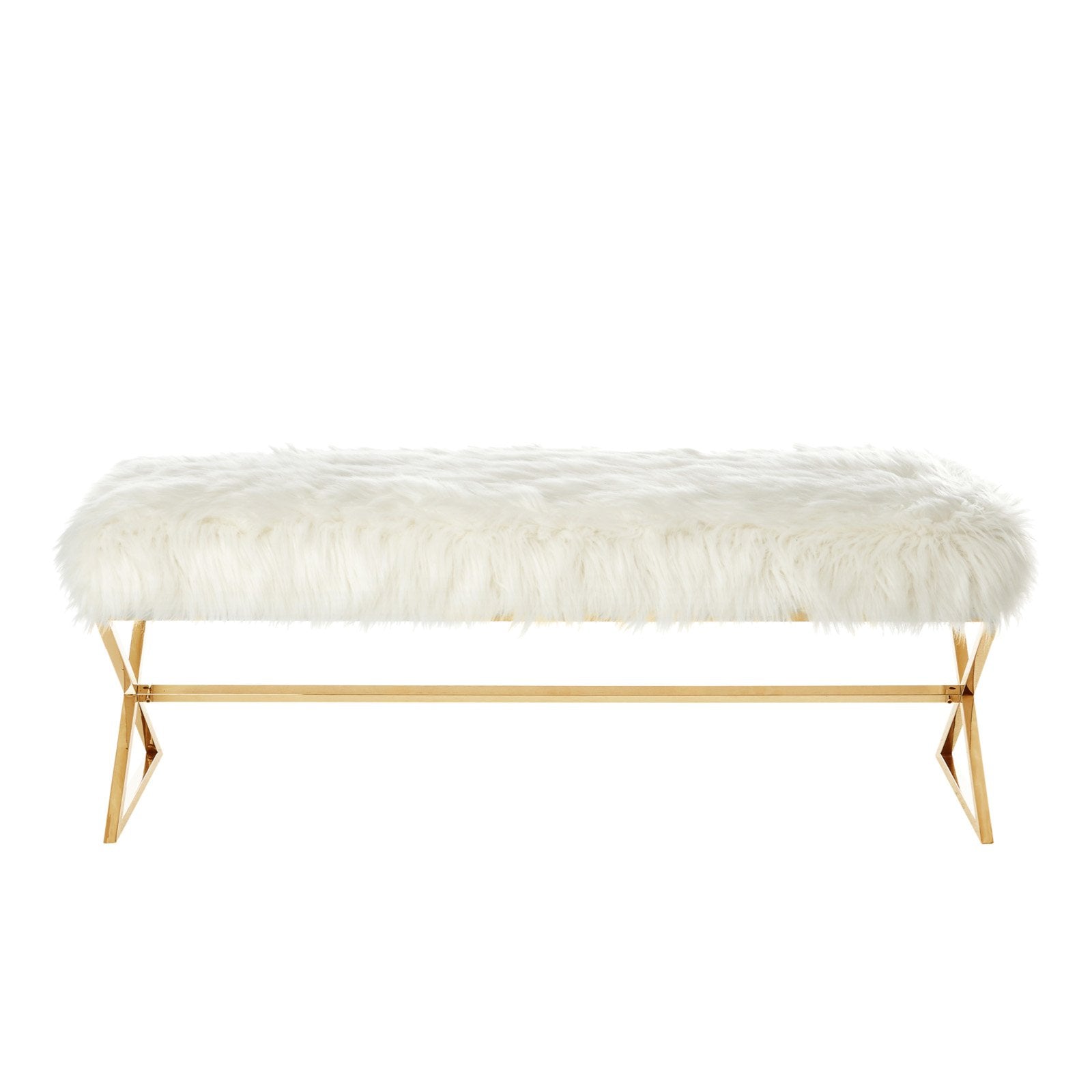 Inspired Home Nicole Faux Fur Backless Bedroom Bench