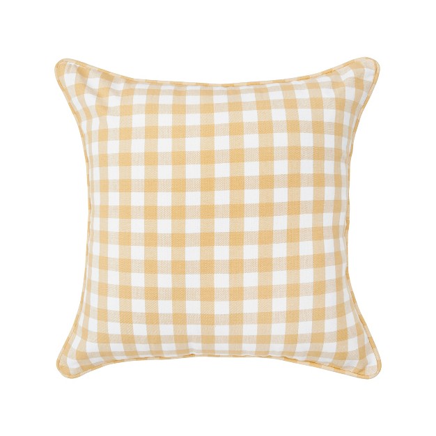 X 18 quot Ashford Gingham Check Cotton Decorative Throw Pillow With Insert