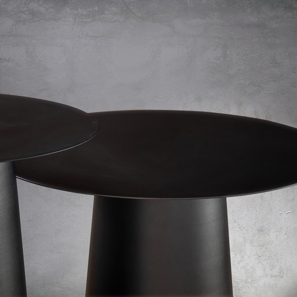 Modern and Elegant Matte Black Single Round Coffee Table with Sturdy Iron Base