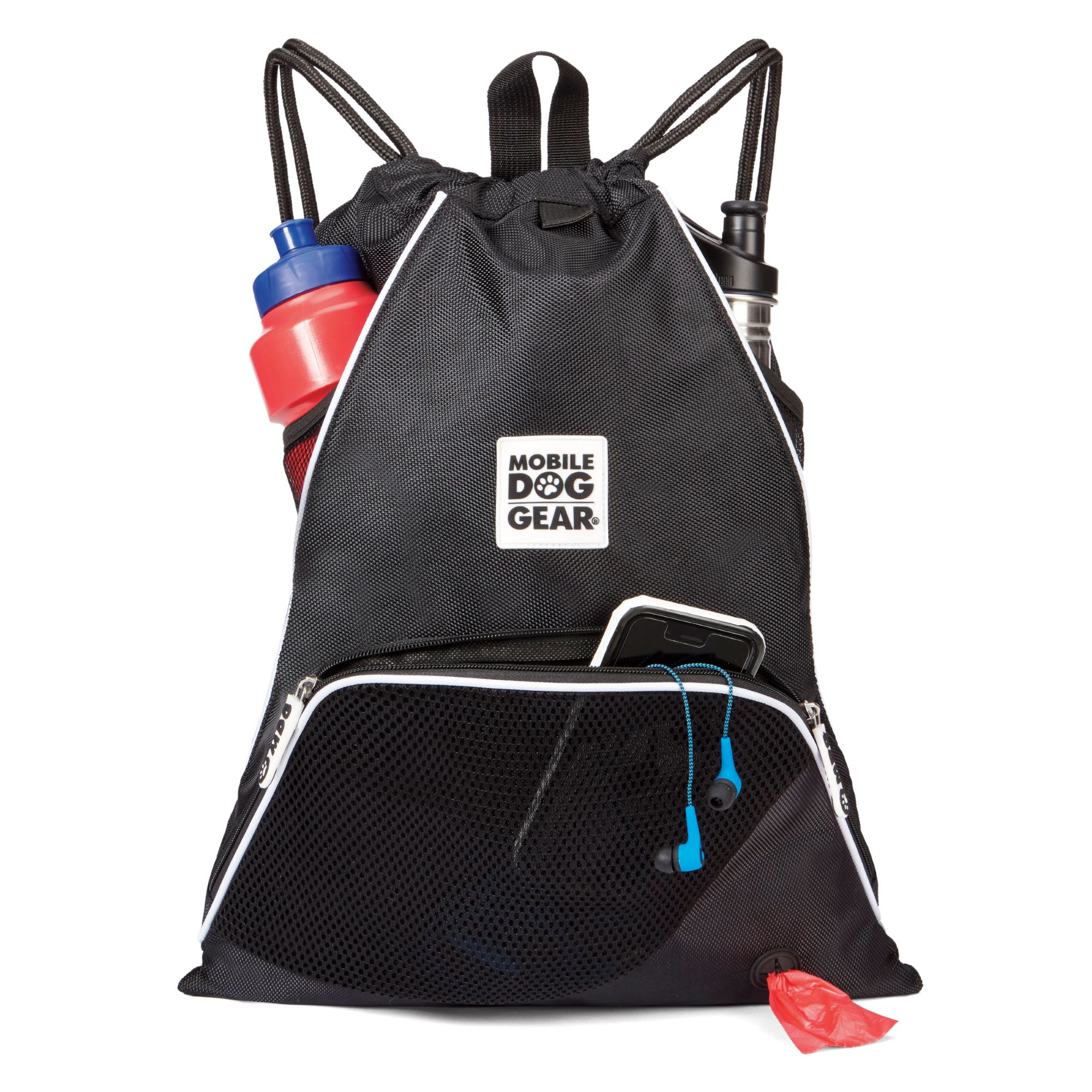 Mobile Dog Gear Black Dogssentials Drawstring Cinch Sack， 14.5