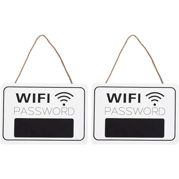 Juvale Wifi Password Sign 2 pack Wifi Password Hanging Board Wall mount Wooden Wifi Sign For Home And Business 7 9 X 5 6 X 0 27 Inches