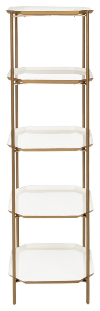 Coni 5 Tier Etagere/ Bookcase White/ Brass   Contemporary   Bookcases   by Peachtree Fine Furniture  Houzz