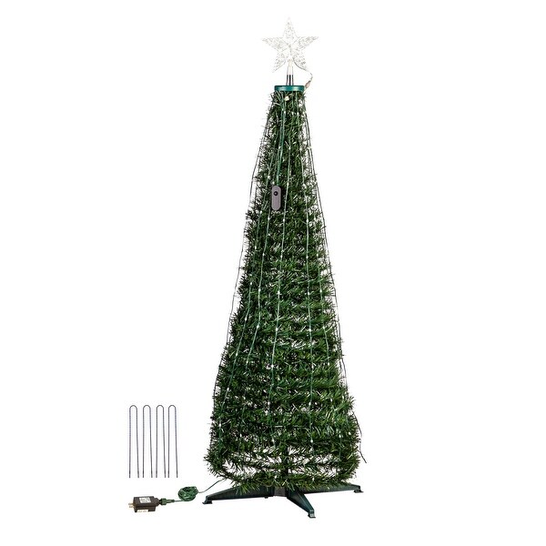 47 in. Green Indoor/Outdoor Foldable Christmas tree with RGB Lights