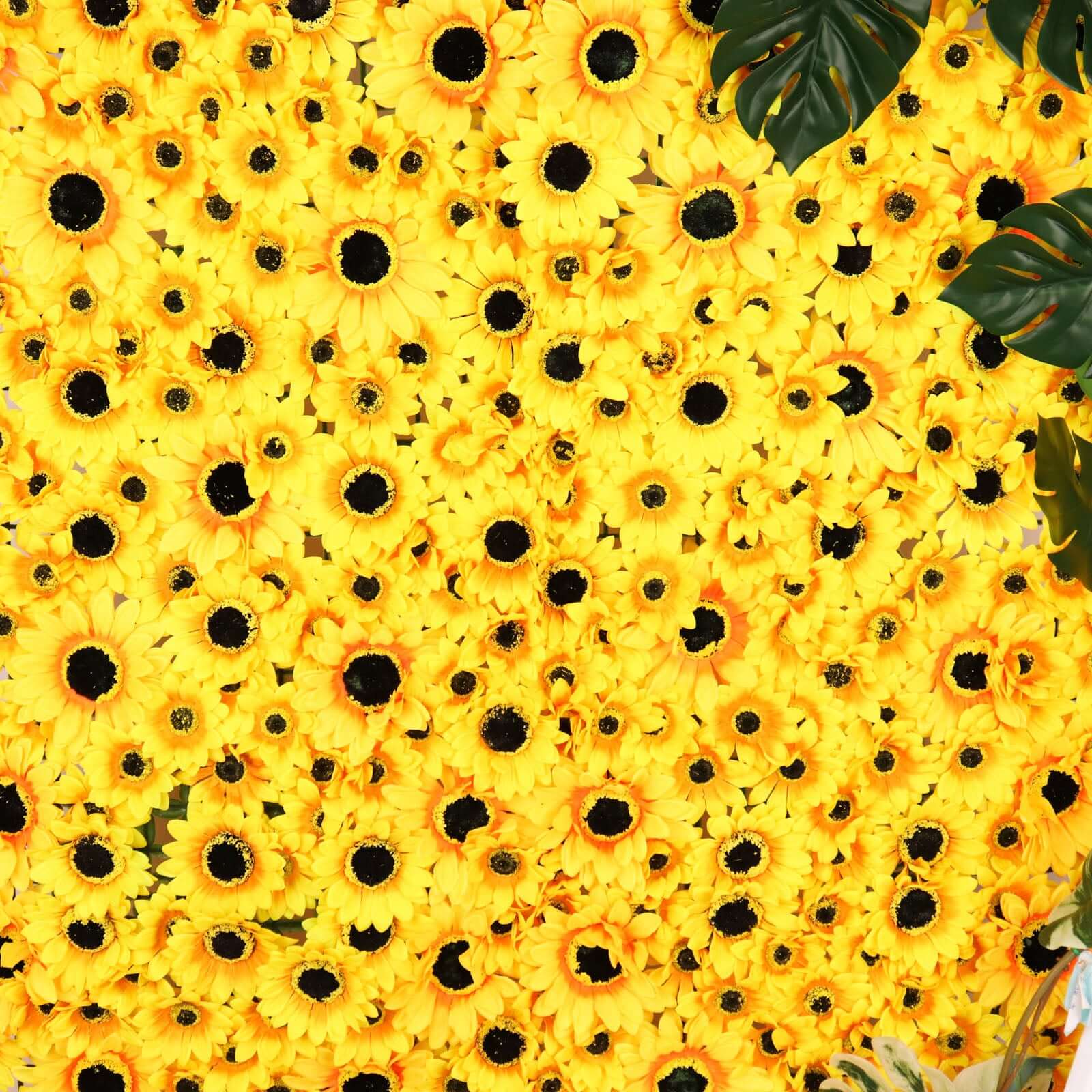 Artificial Sunflower Wall Mat Backdrop, Flower Wall Decor, Indoor/Outdoor UV Protected 4 Artificial Panels 11 Sq ft.