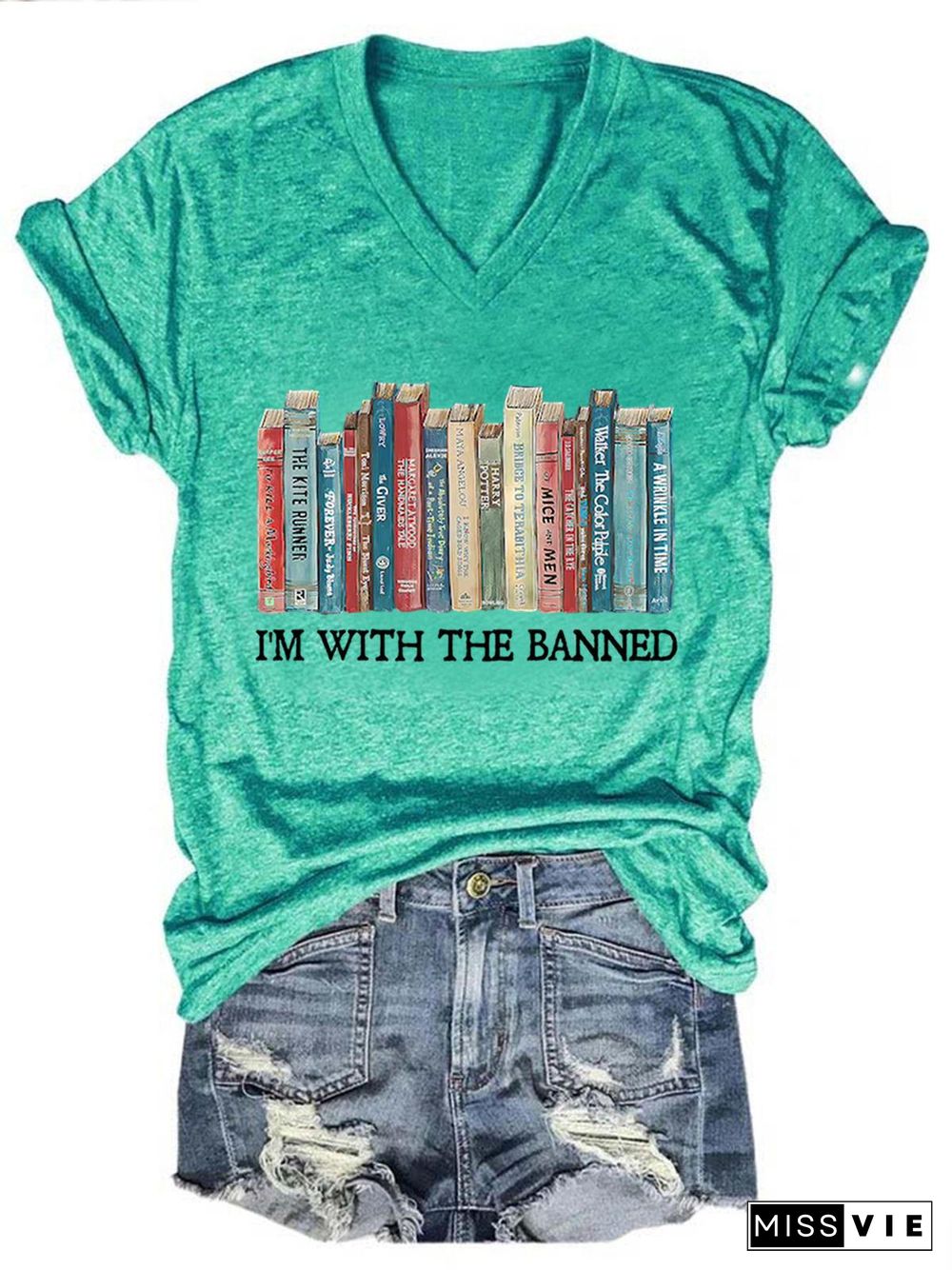 Women's I'm With The Banned Book Print T-Shirt