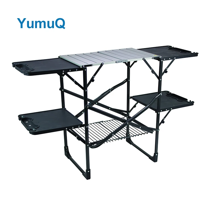 YumuQ Camp Portable Picnic Mobile Kitchen Station Cabinets Table Set Folding Storage With Windscreen