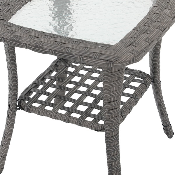 Outdoor Wicker 360 Degree Swivel Chairs with Square Table