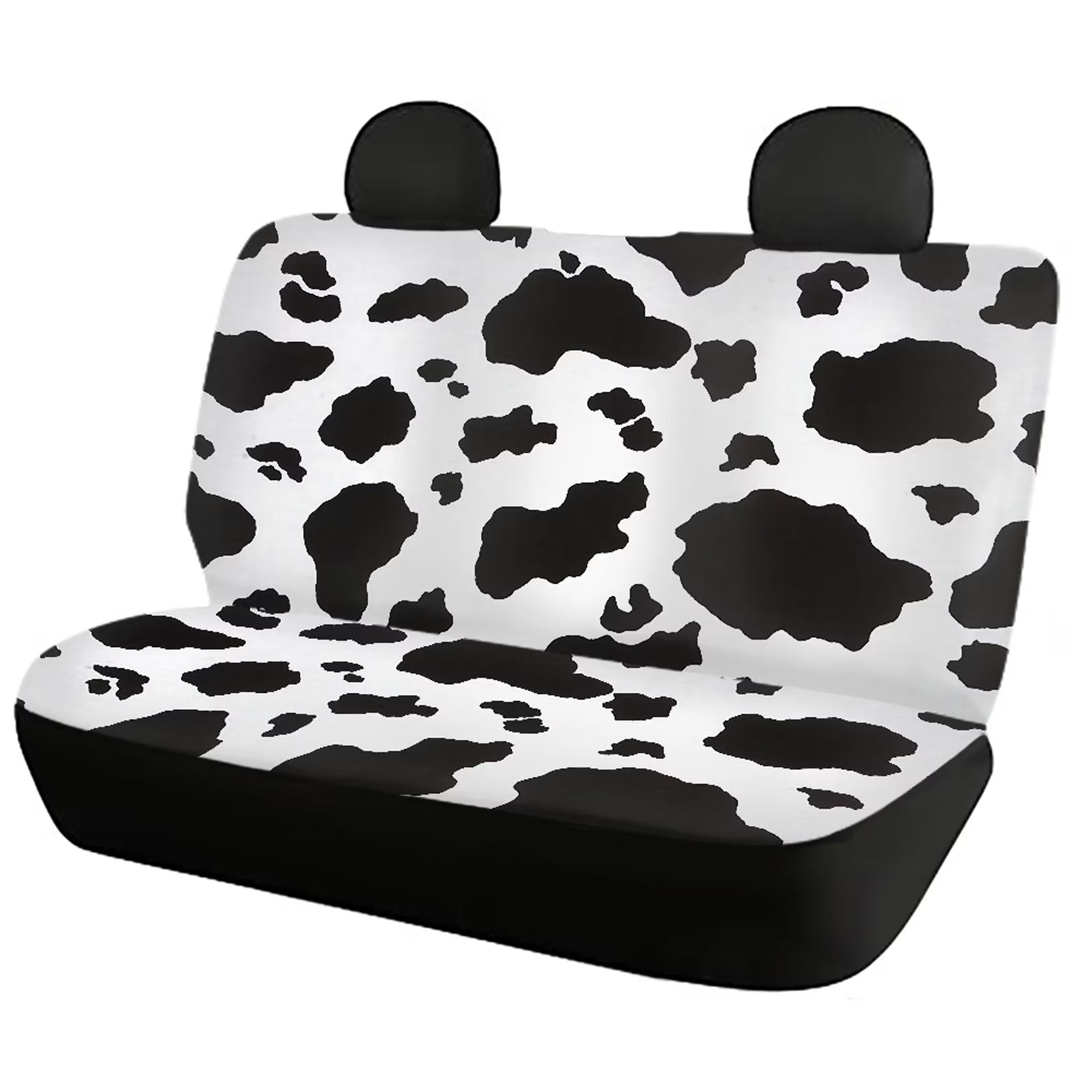 FKELYI Car Full Set Interior Accessiores for Women Cute Cartoon Cow Milk Pattern Car Front Seats Covers and Rear Split Bench Protection Easy to Install Universal