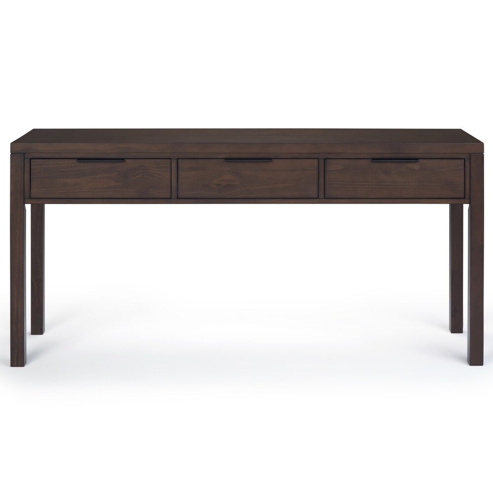 WYNDENHALL Fabian SOLID WOOD 60 inch Wide Contemporary Wide Console Table in Warm Walnut Brown   60\