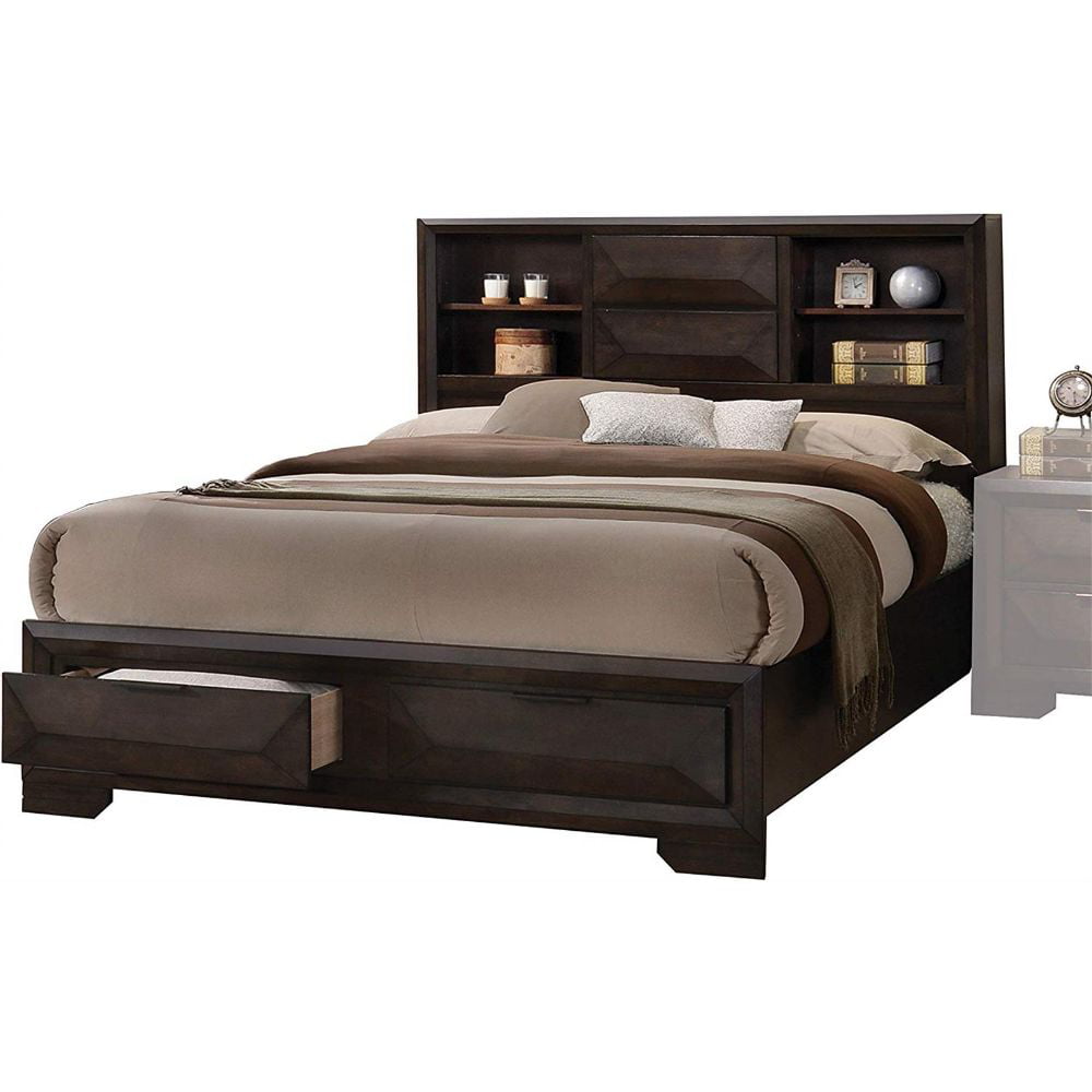 ACME Merveille Storage Platform Bed in Espresso Finish, Multiple Sizes