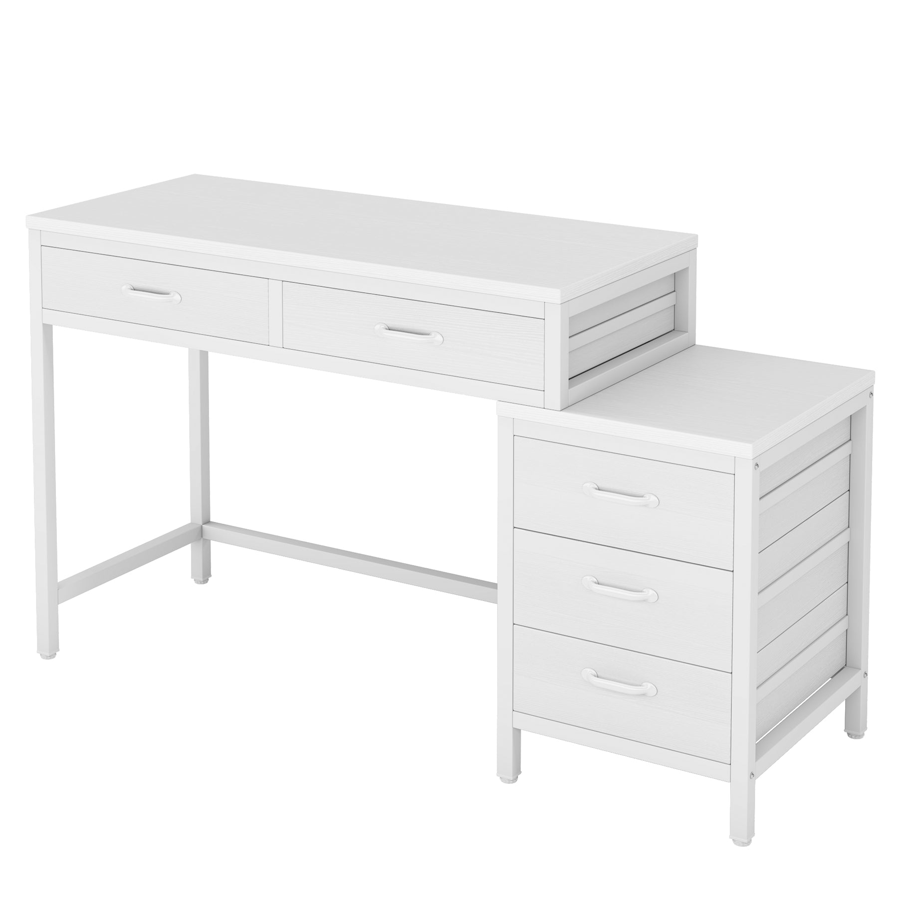 5-Drawer Computer Desk, Study Writing Table with Reversible Drawer Cabinet