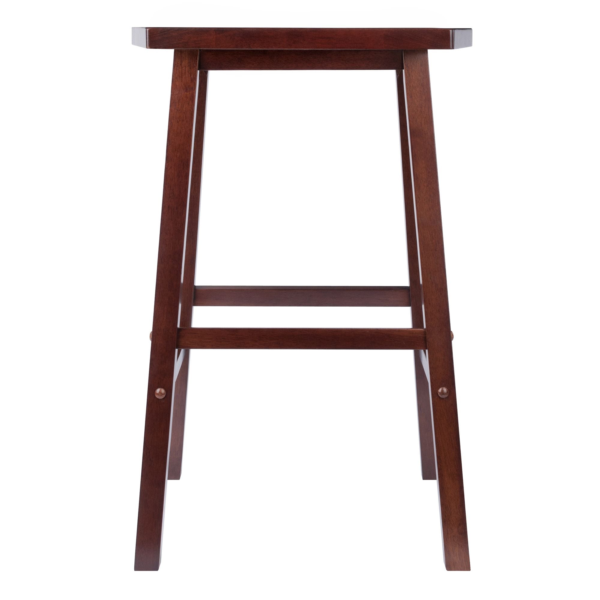 28.5 Walnut Brown Fan Shaped Bar Stool with Crossbar Footrests