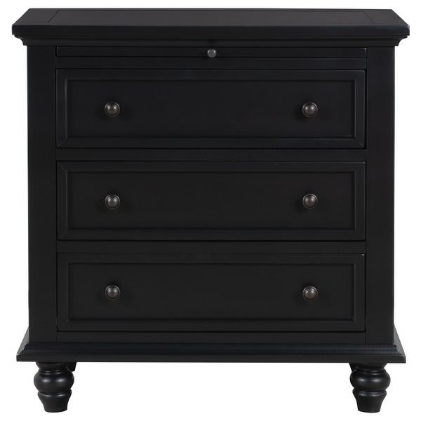 3-Drawer Storage Wood Cabinet， End Table with Pull out Tray