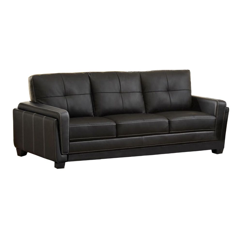 Leatherette Upholstered Sofa in Black Finish