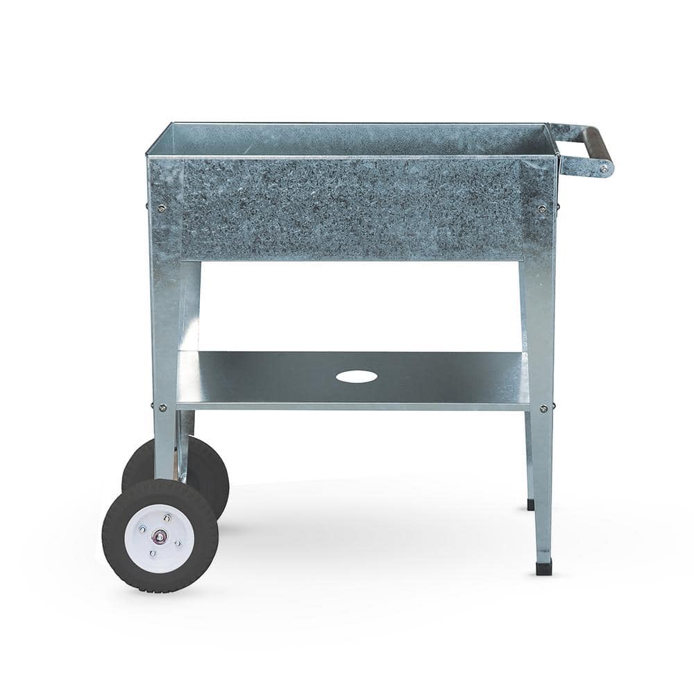 Herstera Garden Trolley 25.9 in. L x 13.7 in. W x 31.5 in. H Galvanized Steel Raised Planter HER1000