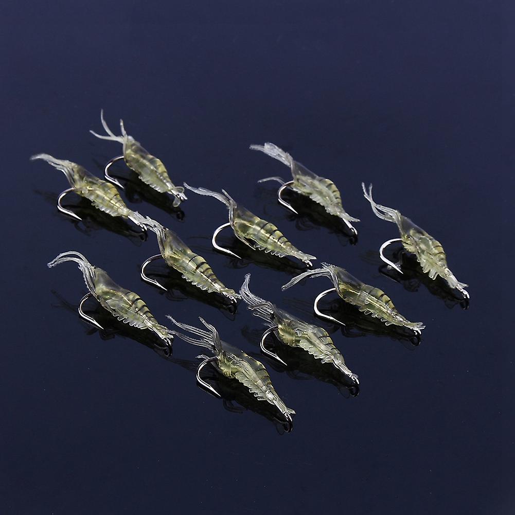 10pcs Shrimp Simulation Soft Prawn Lure Bait Hook Tackle Bass Fishing Lures