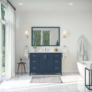 Home Decorators Collection Madsen 48 in. W x 22 in. D x 34.5 in. H Bath Vanity in Grayish Blue with White Cultured Marble Top Madsen 48GB