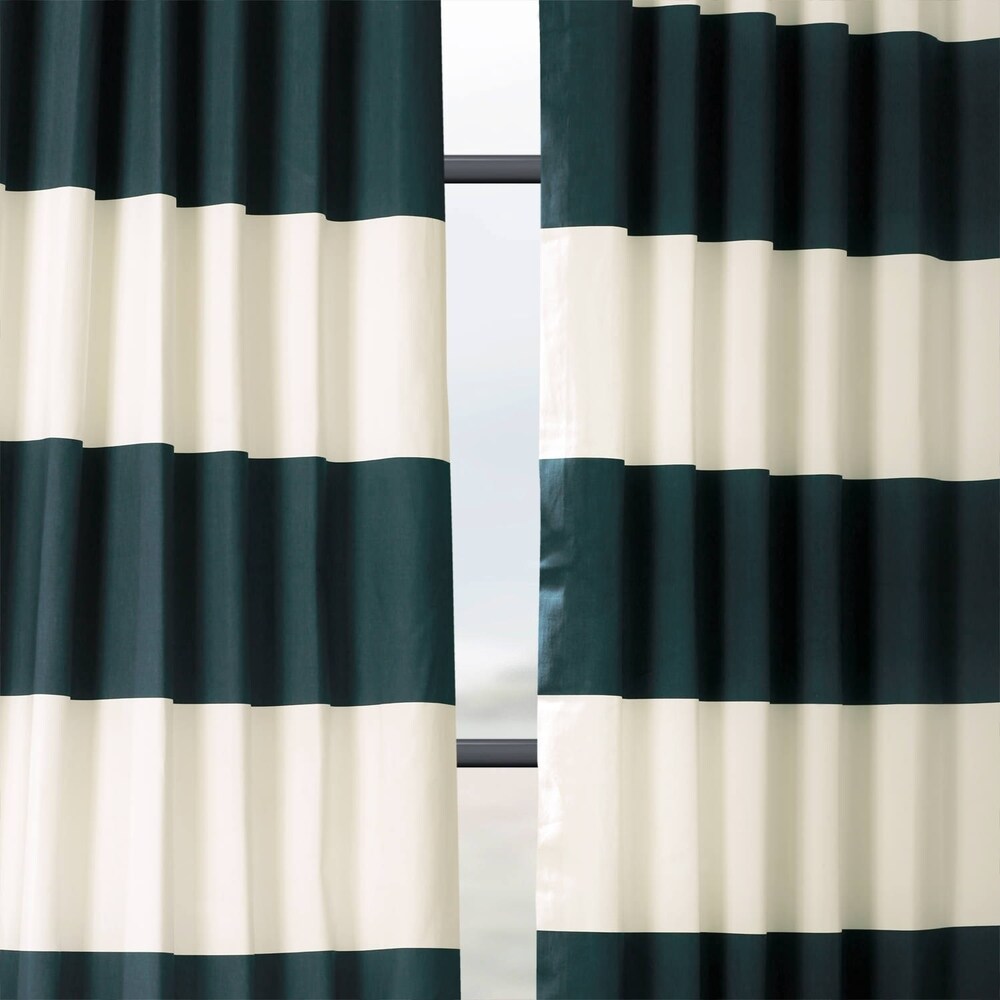 Exclusive Fabrics Cabana Cotton Horizontal Stripe 96 inch Curtain (1 Panel)