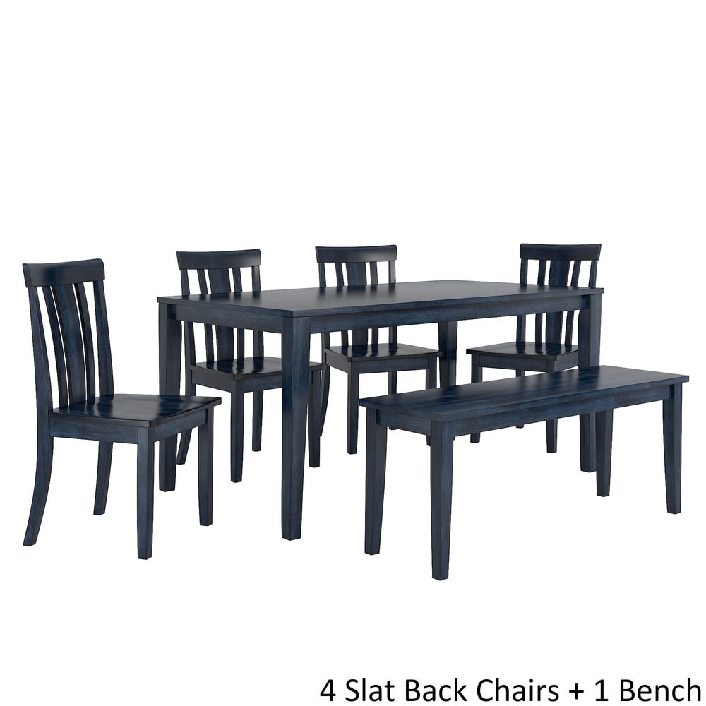 Wilmington II 60 Inch Rectangular Antique Dark Denim Dining Set by iNSPIRE Q Classic