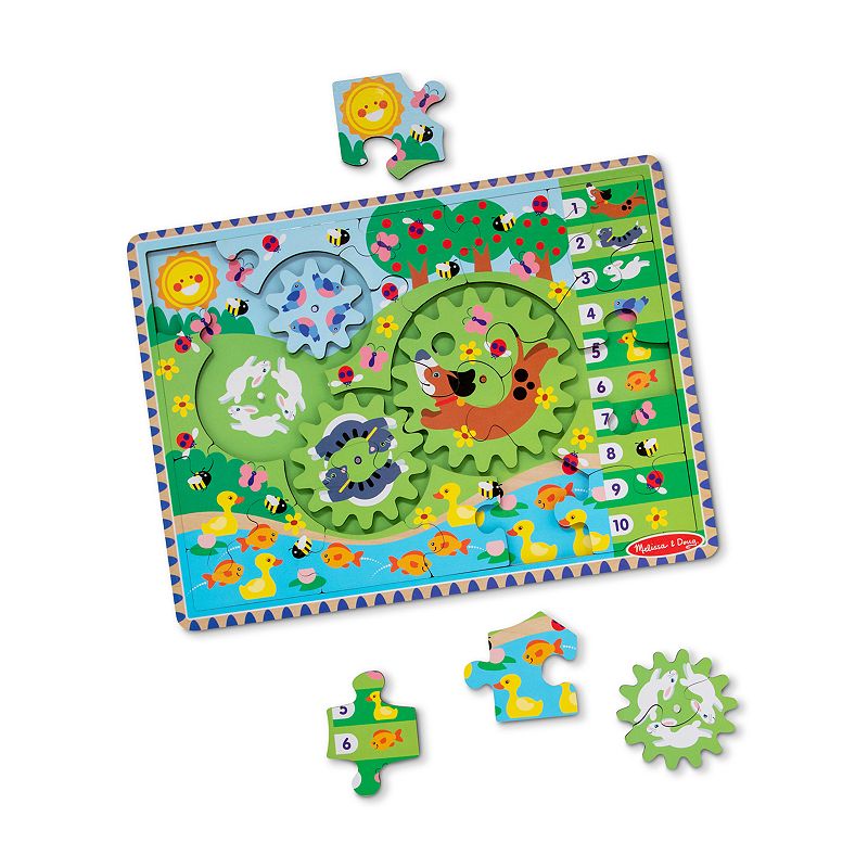 Melissa and Doug Wooden Animal Chase Jigsaw Spinning Gear Puzzle