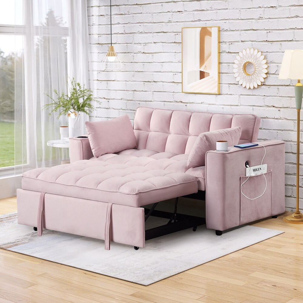 Multi Functional Convertible Sofa Bed  Loveseat w/Pull Out Sleeper Bed