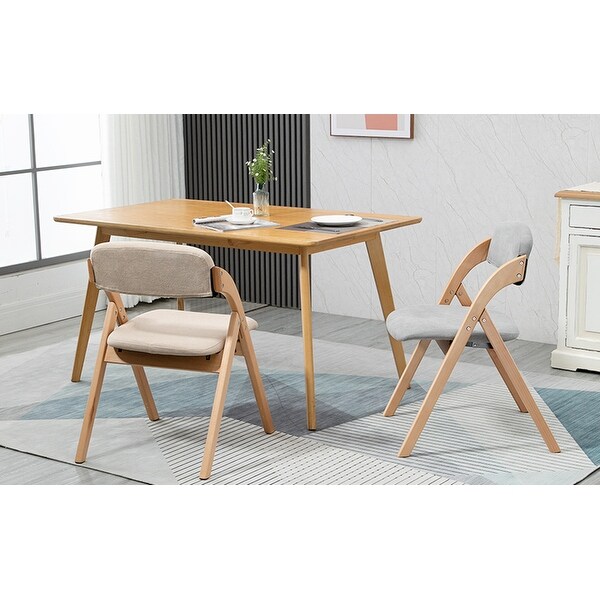 Wooden Stackable Dining Folding Chairs with Padded Seats(Set of 2)