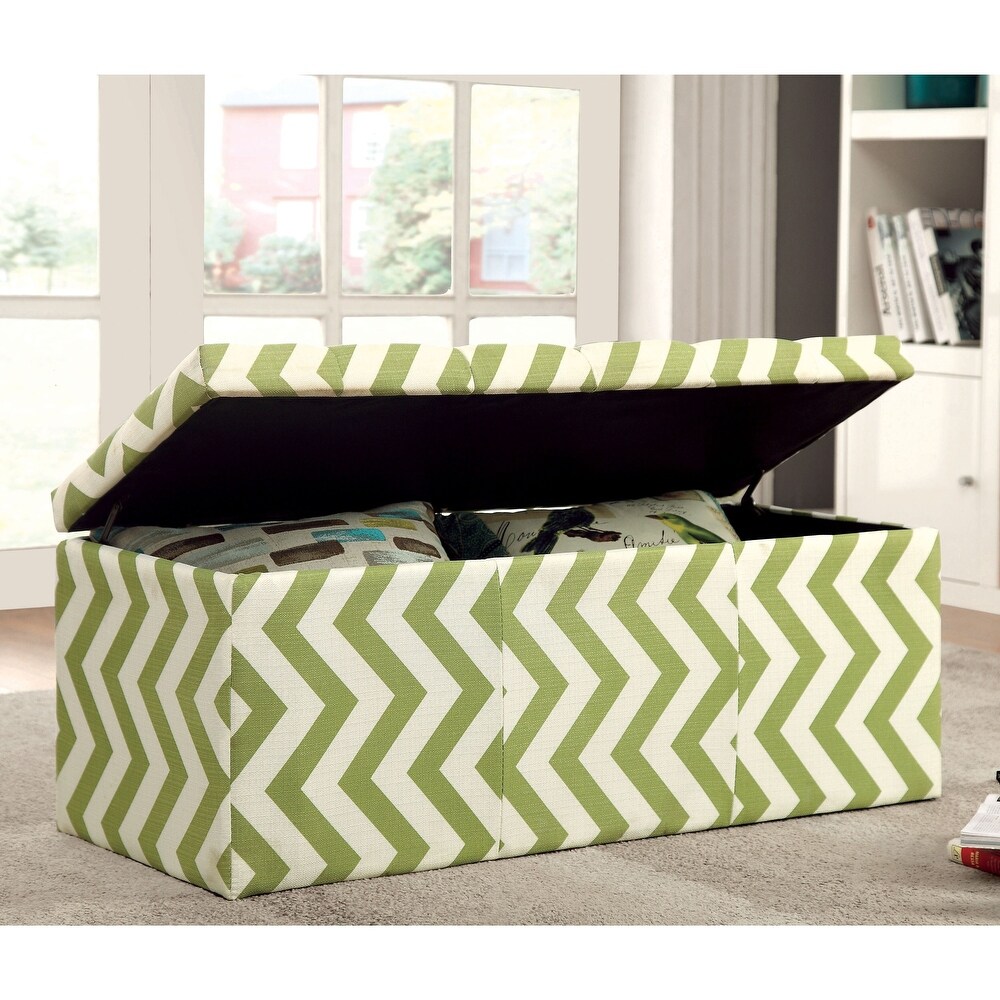 Gede Contemporary Fabric Tufted Life top Storage Bench by Furniture of America