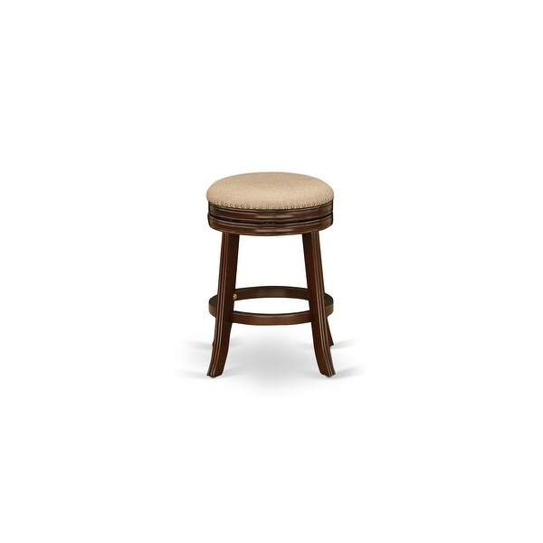 East West Furniture Devers Swivel Backless Barstool 24'' Seat Height And Pu Leather Roast (Color Options Available)