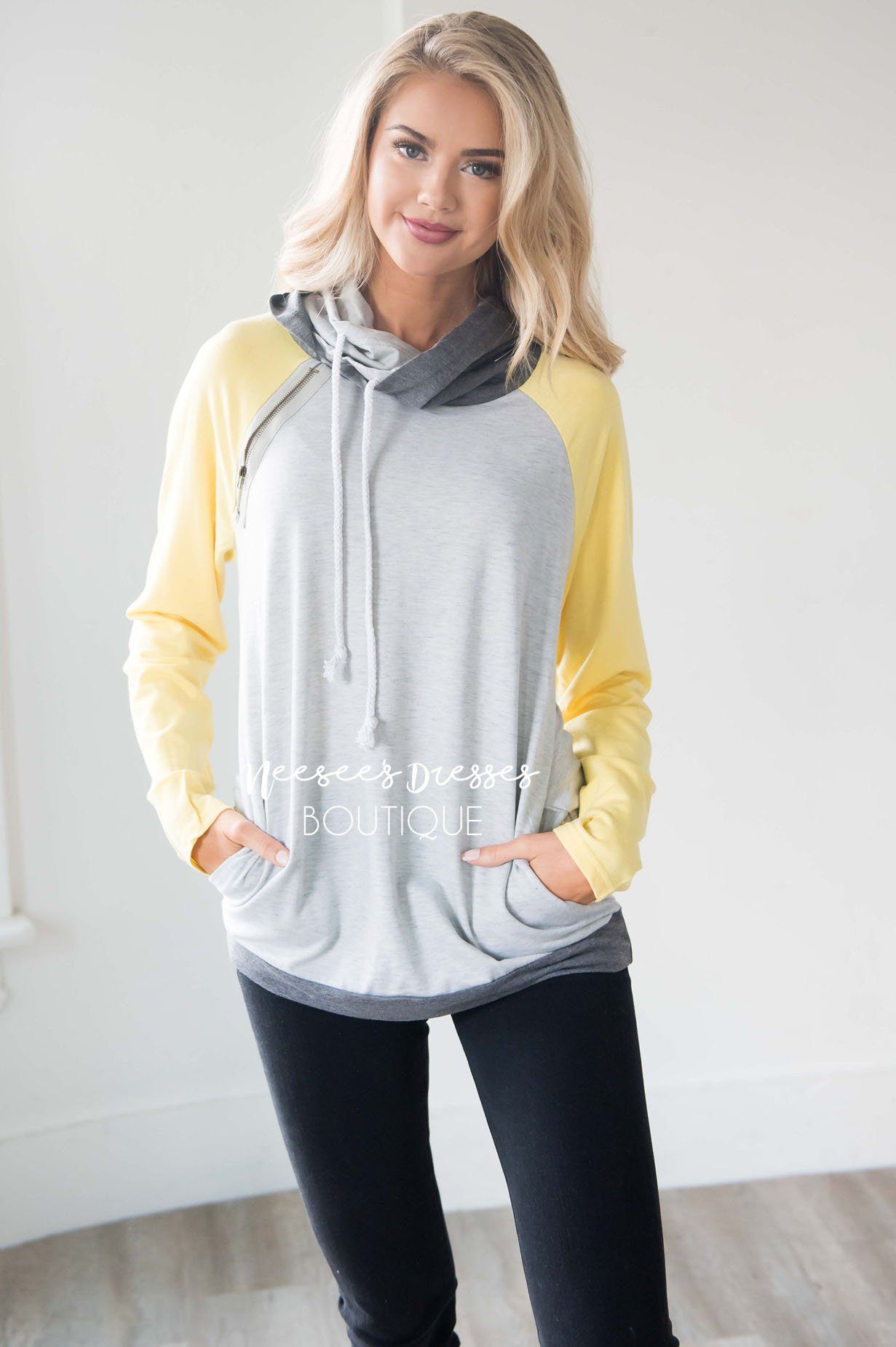 Shoulder Zip Double Hoodie Sweater