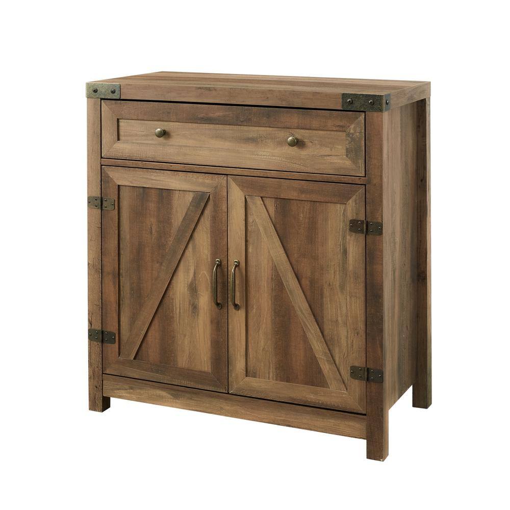 Welwick Designs Barnwood Collection 30 in. Barnwood Accent Cabinet with Barn Doors HD8241