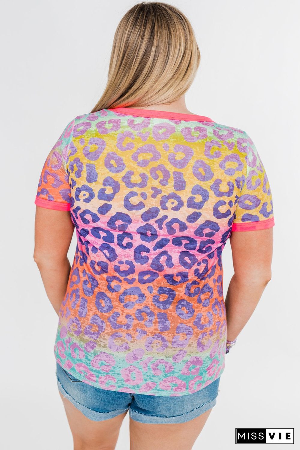 Plus Size Leopard Tie-dye T-shirt