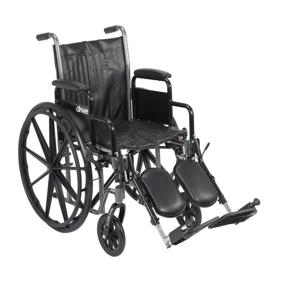 Drive Medical Silver Sport 2 Wheelchair with Desk Arms Elevating Leg Rests and 18 in. Seat ssp218dda-elr