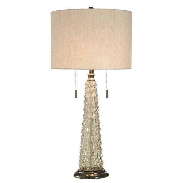 Chandi Glow - Classic Table Lamp - Tapered Tree Translucent Glass Design - Light Oatmeal Shade