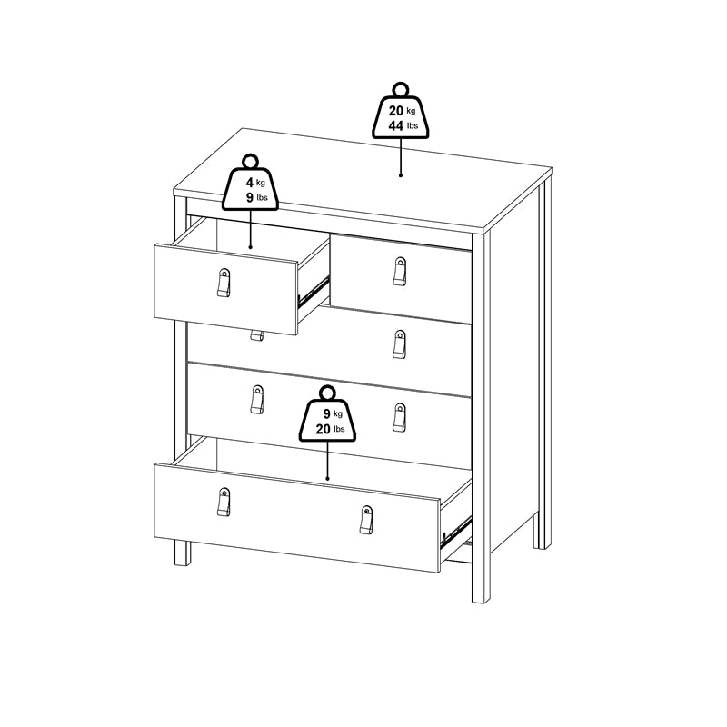 Madrid 5 Drawer Chest, White