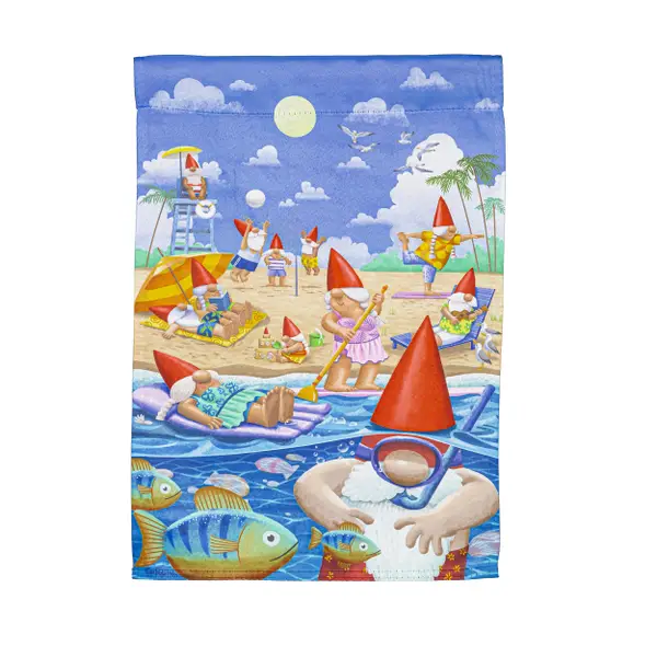 Evergreen Enterprises Gnome Beach Day Garden Suede Flag