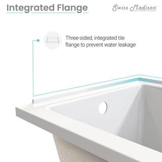 Swiss Madison Voltaire 60 x 30 in. Acrylic Right-Hand Drain with Integral Tile Flange Rectangular Drop-in Bathtub in white SM-DB560