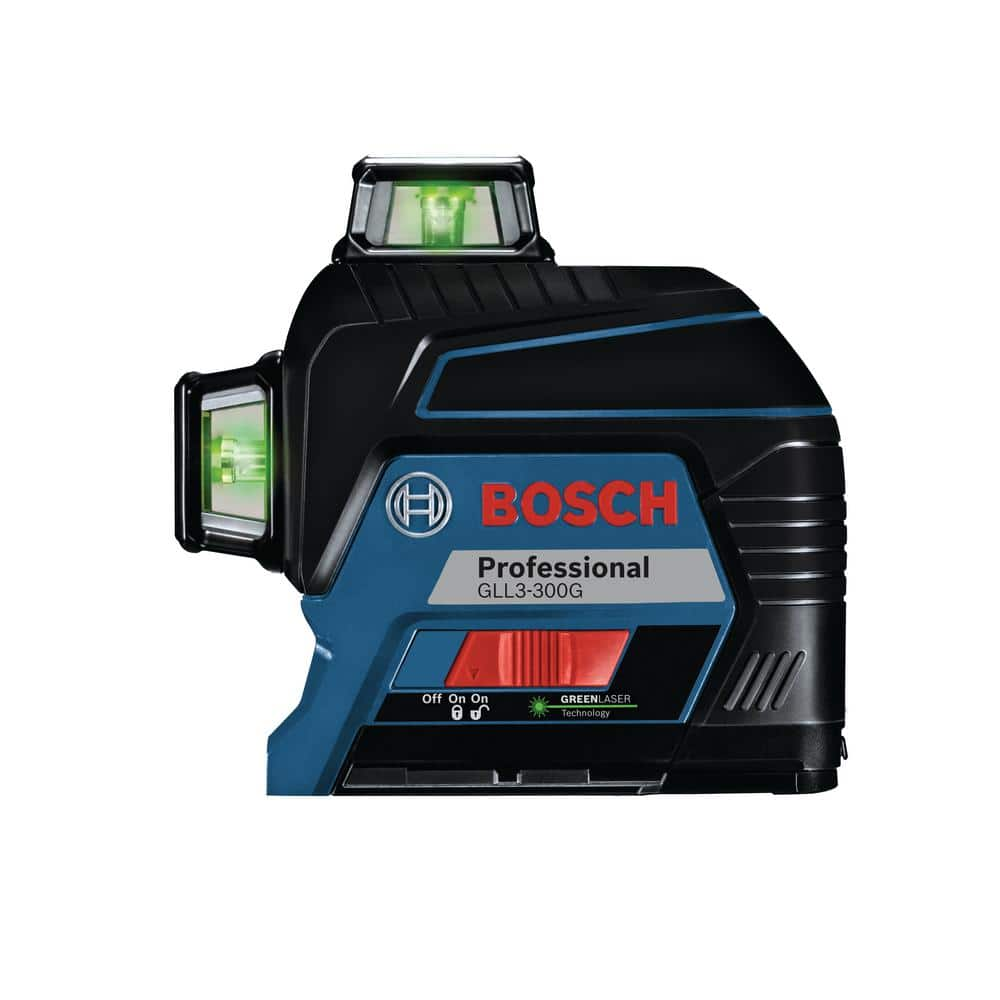 Bosch 200 ft. Green 360-Degree Laser Level Self Leveling with Visimax Technology, Fine Adjustment Mount and Hard Carrying Case GLL3-300G