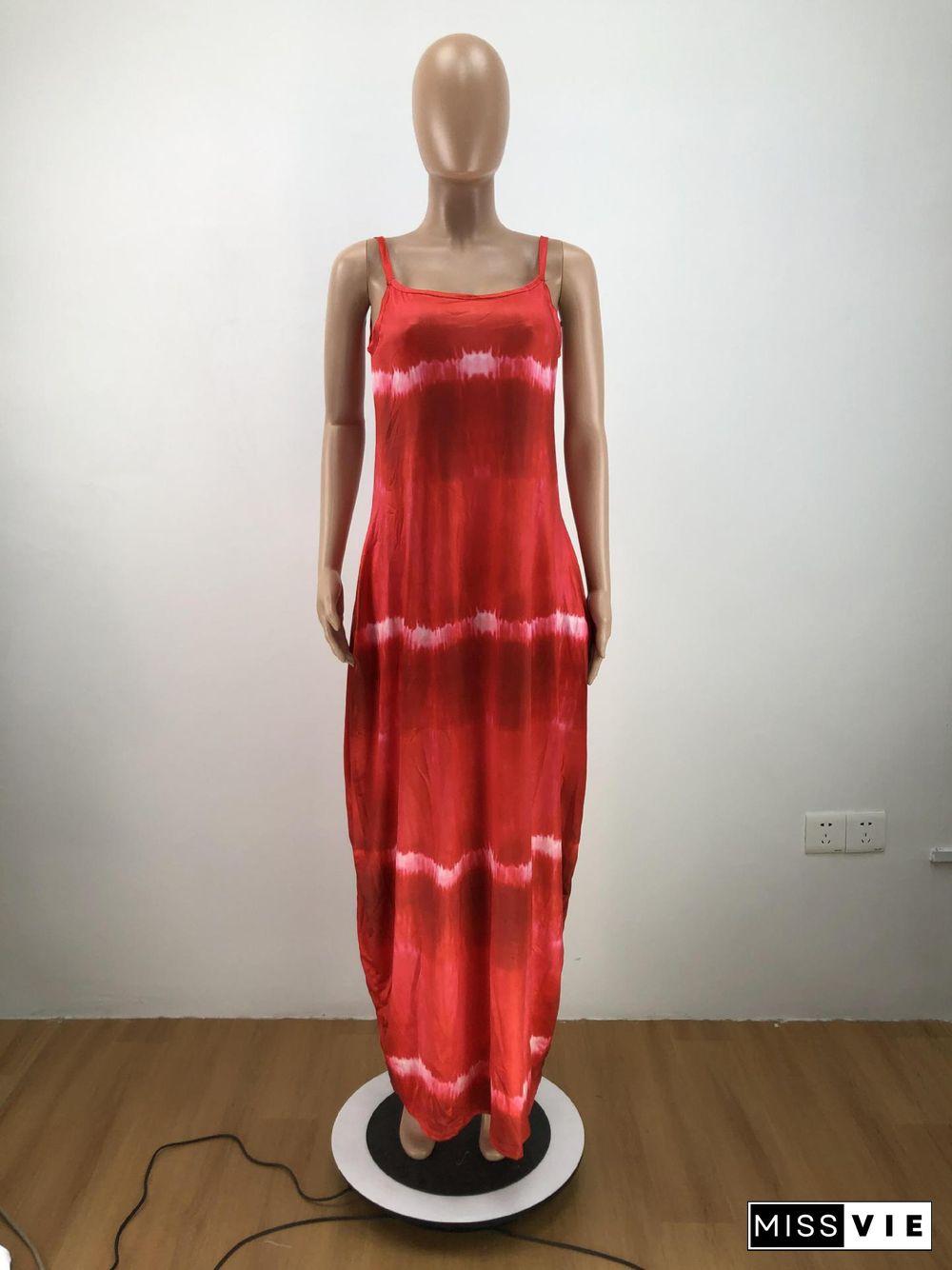 Loose Fitting Tie Dye Print Maxi Dresses