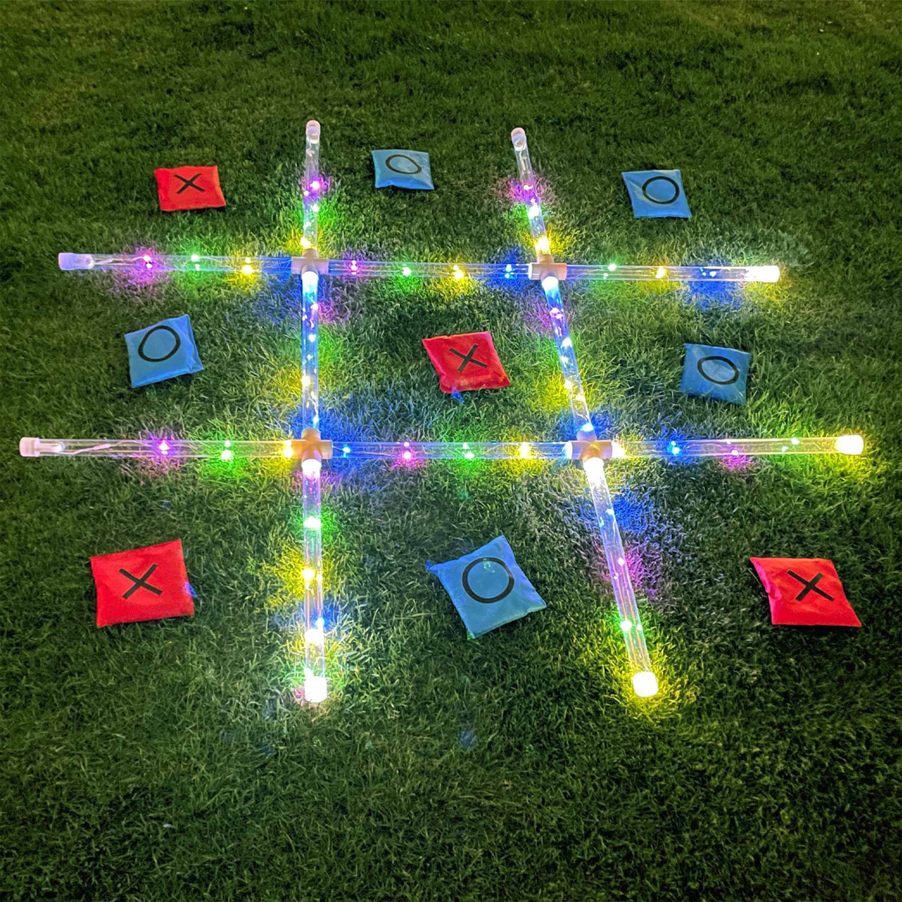 OTTARO Outdoor Games Giant Tic Tac Toe Games， Yard Lawn Toss Games with Light， Glow in Dark Backyard Games for Family Adults and Kids (3ft x 3ft)