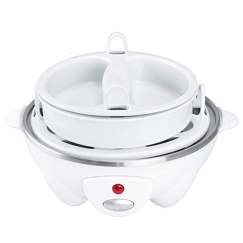 Brentwood TS-1045W Electric Boiled Egg Cooker for 7 Eggs with Omelet Tray， White