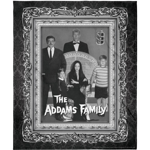 Mgm The Addams Family Super Soft And Cuddly Plush Fleece Throw Blanket Black