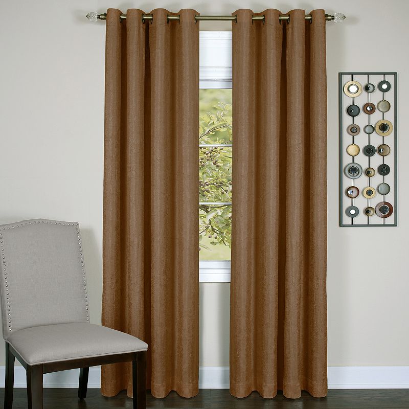 Kate Aurora  Vesper Room Darkening Grommet Top Crinkled Satin Lined Single Window Curtain Panel