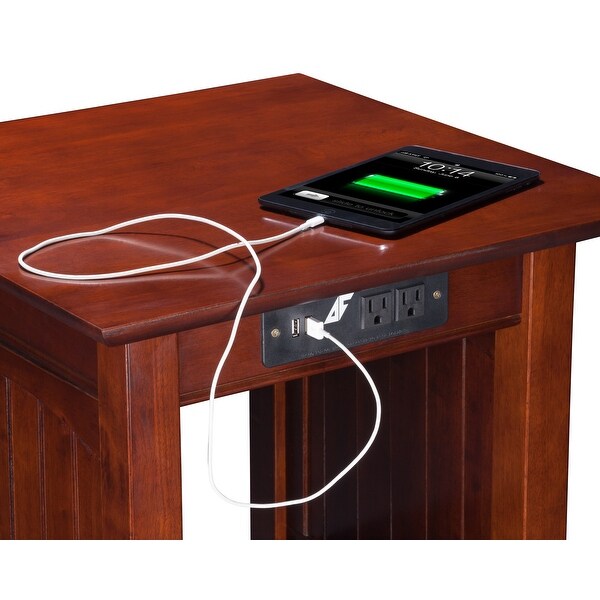 Nantucket Solid Wood End Table with Charging Station