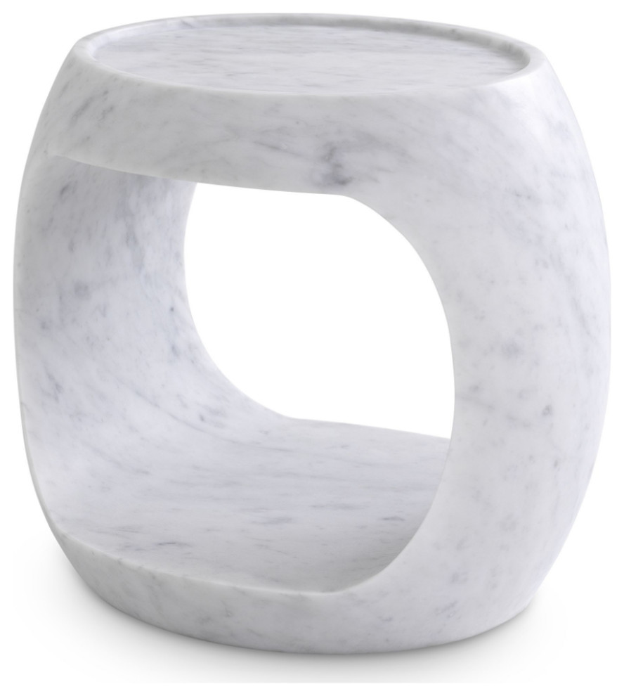 White Marble Round Side Table  Eichholtz Clipper Low   Traditional   Side Tables And End Tables   by Oroa   Distinctive Furniture  Houzz