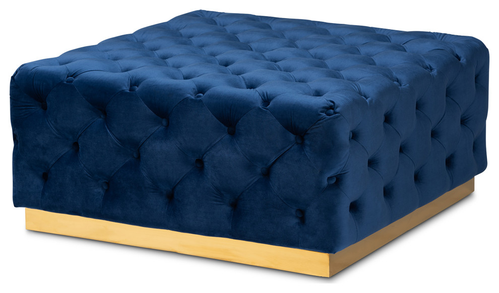 Edie Glam Velvet Ottoman   Contemporary   Footstools And Ottomans   by Baxton Studio  Houzz