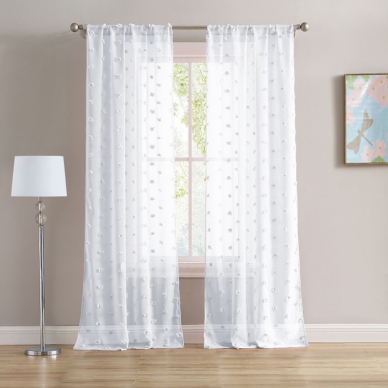 Laura Ashley Curtains Sheer Set of 2 Penelope Window Curtain Panels